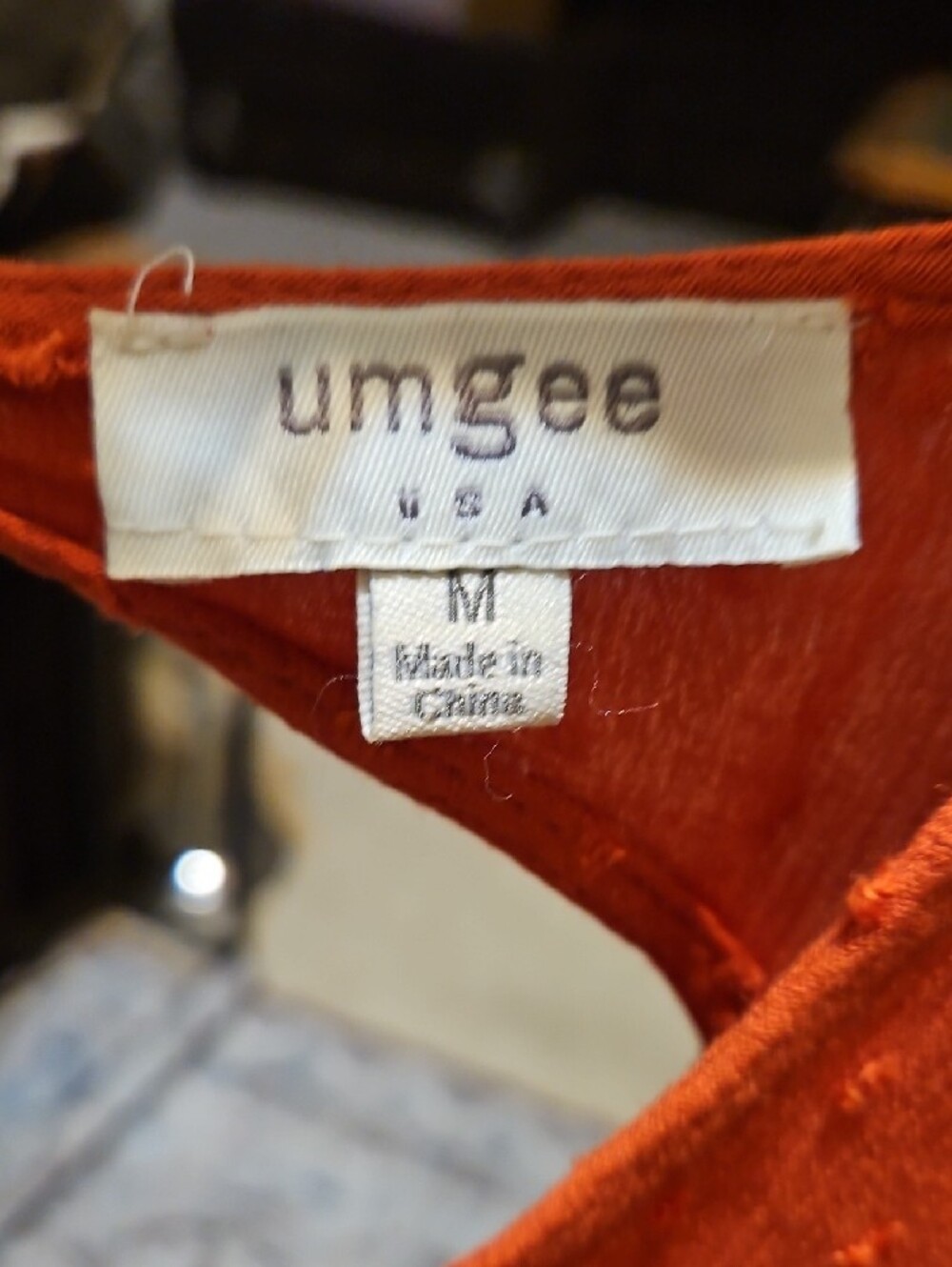 Umgee Orange Long-Sleeve Embroidered V-Neck Dress - Picture 6 of 7